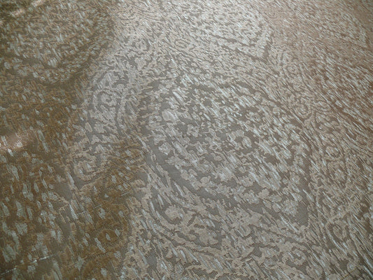100% Silk Lampas Ikat Medallion "cloud" Gray Silver Reversible Mid-Century