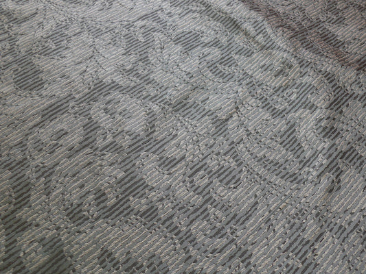 By Yard Filtered Sunray 100% Silk Damask Vine in Pin Stripe Paisley Cloud Grey 748cloud