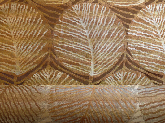 Bombay Cedar Tree Lampas Silk - Tan Silver