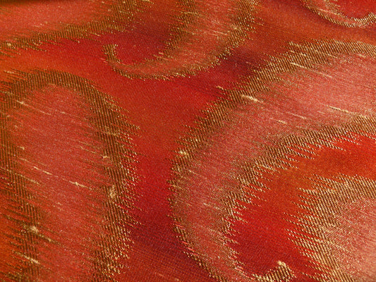 Hazy Paisley Ikat Jacquard Silk - Tabasco Red Orange