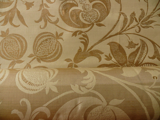 100% Silk Lampas Fairy Tale Pom "antelope" Tan Gold Beige Josef Frank - By The Yard -MSRP USD 345/y