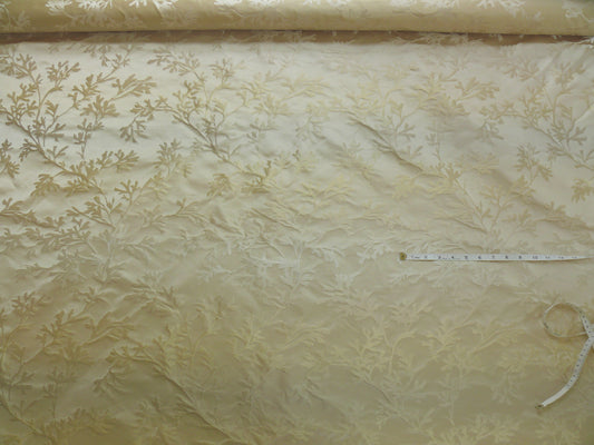 By Yard Sleek 100%silk Damask Sea Coral Vanilla White & Amber