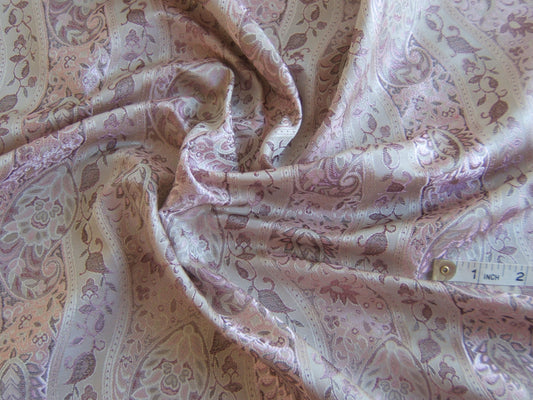 Baranzelli Scalamandre 100% Silk Damask Paisley Lavender Purple & Silver Bty