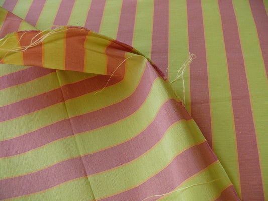 Lee Jofa Penrith Stripe Italian Silk & Linen - Spring Green & Tulip