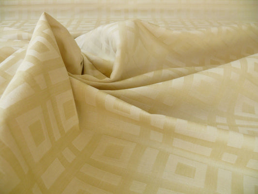 Lee Jofa Stewart Weave Ivory Square Maze Cotton Linen Damask Cream White Heavy Duty MSRP USD156/Y