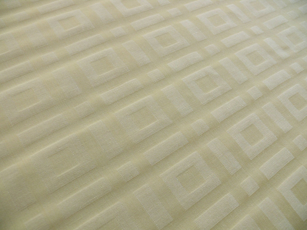 Lee Jofa Stewart Weave Ivory Square Maze Cotton Linen Damask Cream White Heavy Duty MSRP USD156/Y