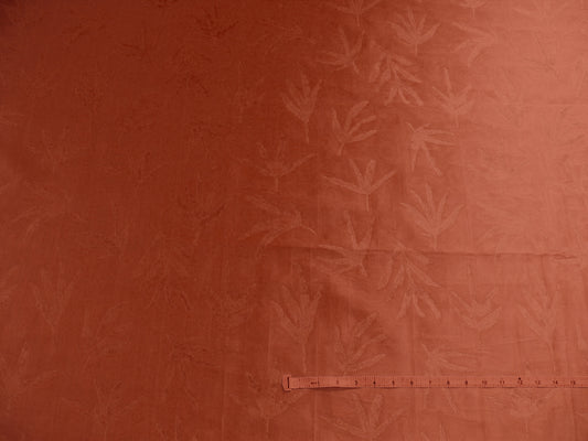 Telio & Cie Bamboo Leaves Silk Lampas - Red Gold