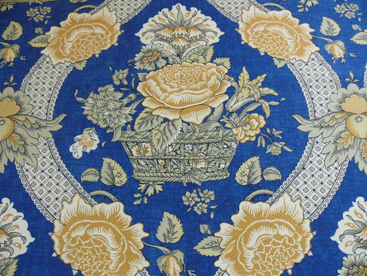 By Yard Brunschwig & Fils Corbeille De Fleurs Navy & Gold Sunflower Yellow French Country Print