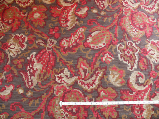 Lee Jofa Carpet Bag Cotton - Red Pink On Espresso