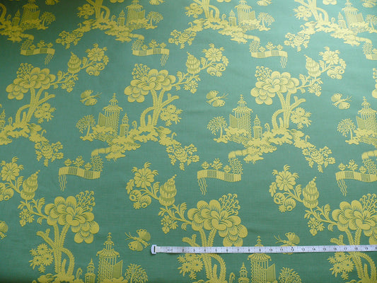 Scalamandre Mei Ling Pavilion Garden Cotton Brocade - Emerald