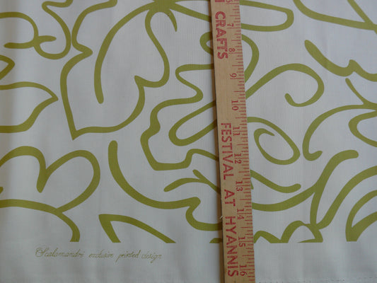 Scalamandre "yin" 100% Silk Print Tropical Abstract Foliage Green/white Matisse Style Drawing