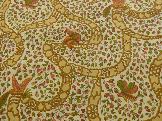 Vervain Peking Chinoiserie Cotton - Cranberry Gold Orange