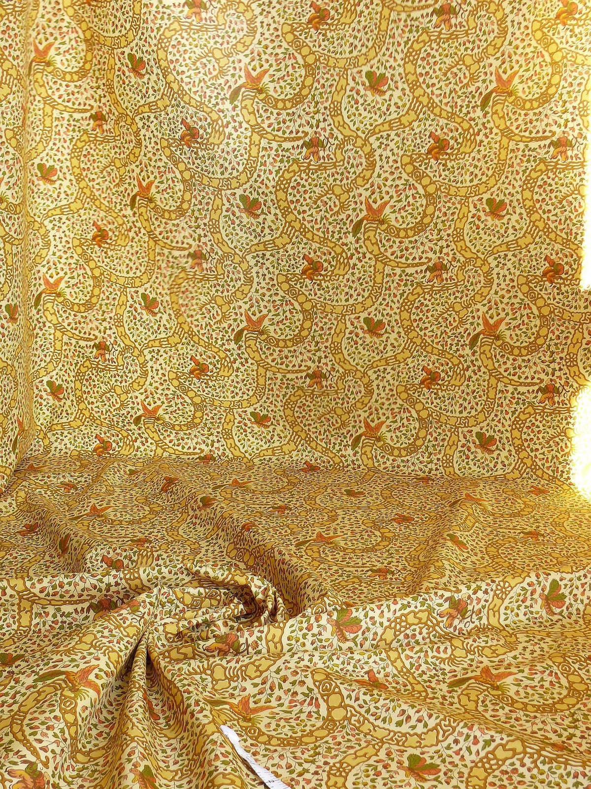 Vervain "Peking" Chinoisere Cranberry Gold Orange Cotton Print Bty