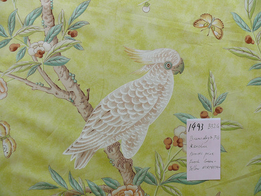 Brunschwig & Fils Kanchou Parrots Chinioserie Flower Print Green