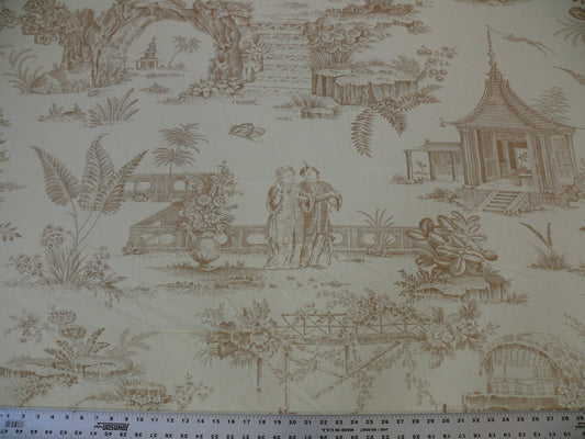 By Yard Scalamandre Old World Weavers Oriental Toile Chinoiserie Poetic Garden Nature Landscape Bird Boat Bridge Scholar’s Rock MSRP 184/Y