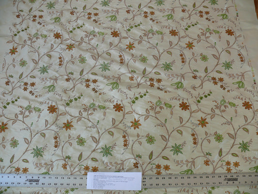 Scalamandre Old World Weaver Hand-beaded! Kyari Embroidery Silk Lime Butterscotch Green Gold Orange Glass Beads MSRP USD216/Y