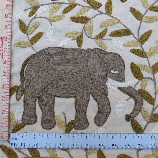 By yard Lee Jofa Hand Crewel Almora Lion Elephant Monkey Safari Gold Brown MSRP USD 316/Y