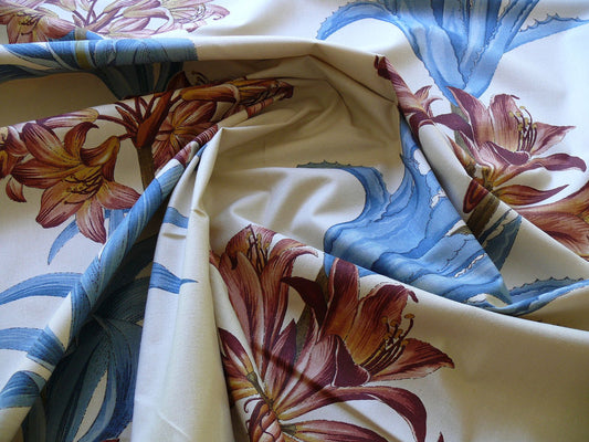 Brunschwig & Fils Motril Tropical Floral Succulent Cotton Print Red Blue Fr Spain Gaston Y. Daniela