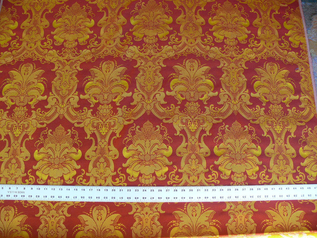 Scalamandre Brockenbrough Red and Gold Damask Silk Wool Documentary Color