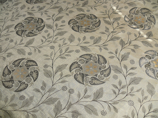 S. Harris Tobago Silk Lampas - Silver Charcoal Gold