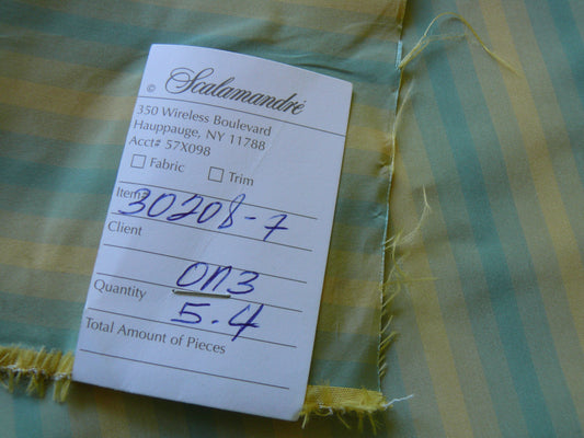 Scalamandre Domenico Stripe 100% Silk Taffeta Blue Beige Taupe Cream Bty