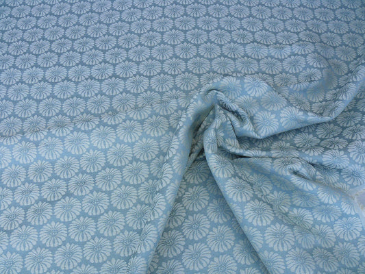 Bty Scalamandre Castletown Sky Pale Blue Jacquard Small Scale Daisy Linen MSRP USD218/y