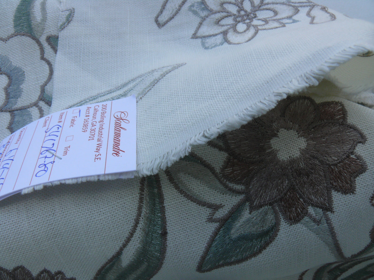 1yd Scalamandre Embroidery Peony Salena "white Smoke"MSRP USD 108y