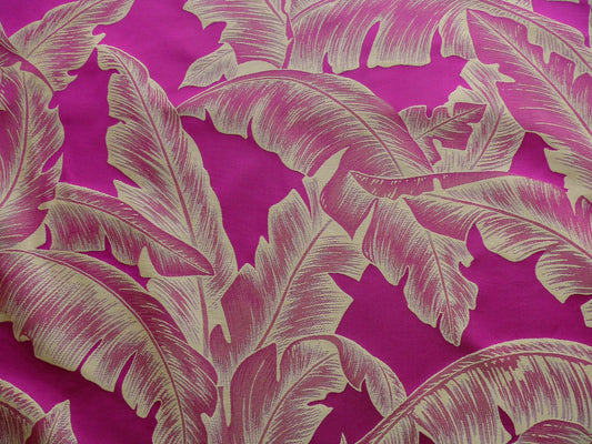 Scalamandre Havana Tropical Banana Cremisi Red Hot Pink Gold Yellow Silk Lampas MSRP USD 412/Y