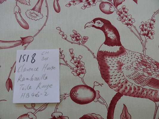 Clarence House Rambouillet Toile de Jouy Bird Flower Tree of Life Chinoiserie Print Rouge Red Bty French Country #1518