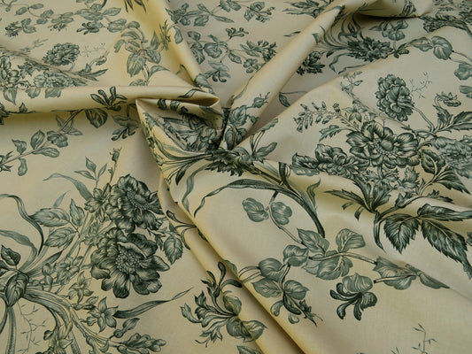 By Yard Scalamandre Valencay Green French Toile Grass Honeysuckle Wild Flowers Meadow Cream French Country MSRP USD 264/Y