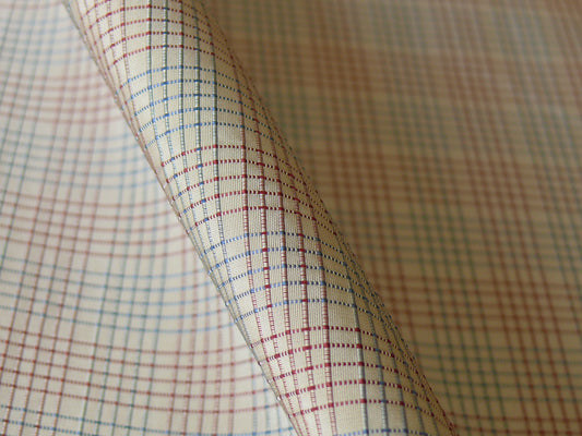 By Yard Lee Jofa Stately Silk Taffeta Plaid Cadet Blue Red Beige MSRP USD 299Y
