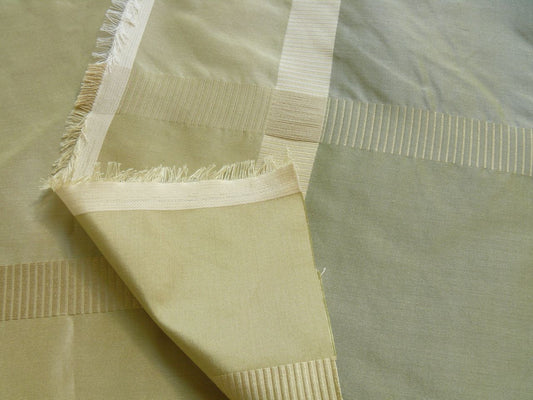 F. Schumacher Early Spring Italian Silk Linen Light Green Gold Plaid MSRP USD 219/y