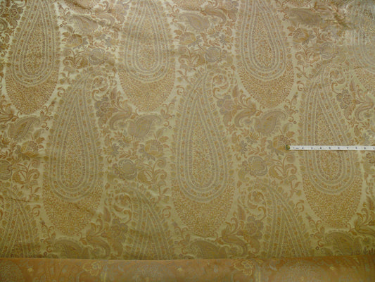 By Yard Fab 100% Silk Lampas Cashmere Paisley "flax" Ivory MSRP USD200+/yard