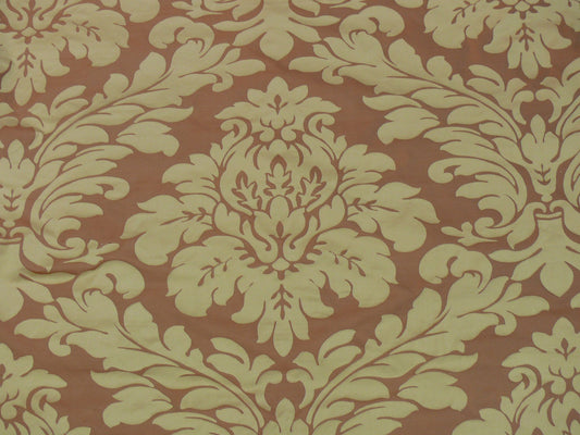 100% Silk Damask Spice Market Orange Pumpkin Gold Grand Damask #1630