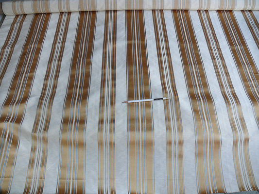 Brunschwig & Fils Vilmorin Satin Stripe Gold Cream Blue MSRP USD 290/y