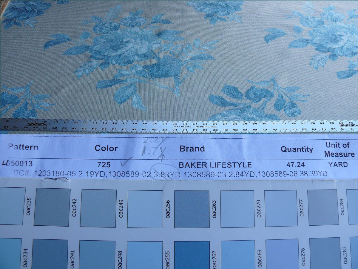 By Yd Lee Jofa Baker Lifestyle Camelia Aqua Blue Brocade Huge Flower Woven MSRP USD 196/y