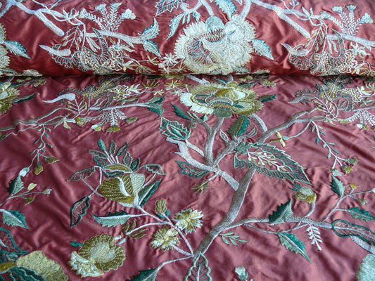Lee Jofa Dana Embroidery Silk - Brick Red