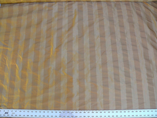 Bty Kravet 100% Silk Dupioni Orange Pumpkin Gold Stripe Reversible #1283