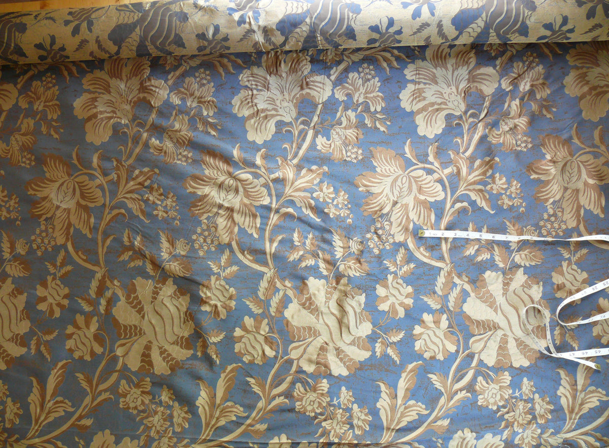 By Yd 100%silk Lampas Mythical Huge Tree Of Life Empire Blue Yellow Brown MSRP USD 328/Y 507 Empire