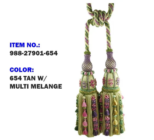 Samuel & Sons Bagatelle MUSÉE Silk Double Tieback with Jasmines Silk Cotton Wood MSRP USD 1500 Each