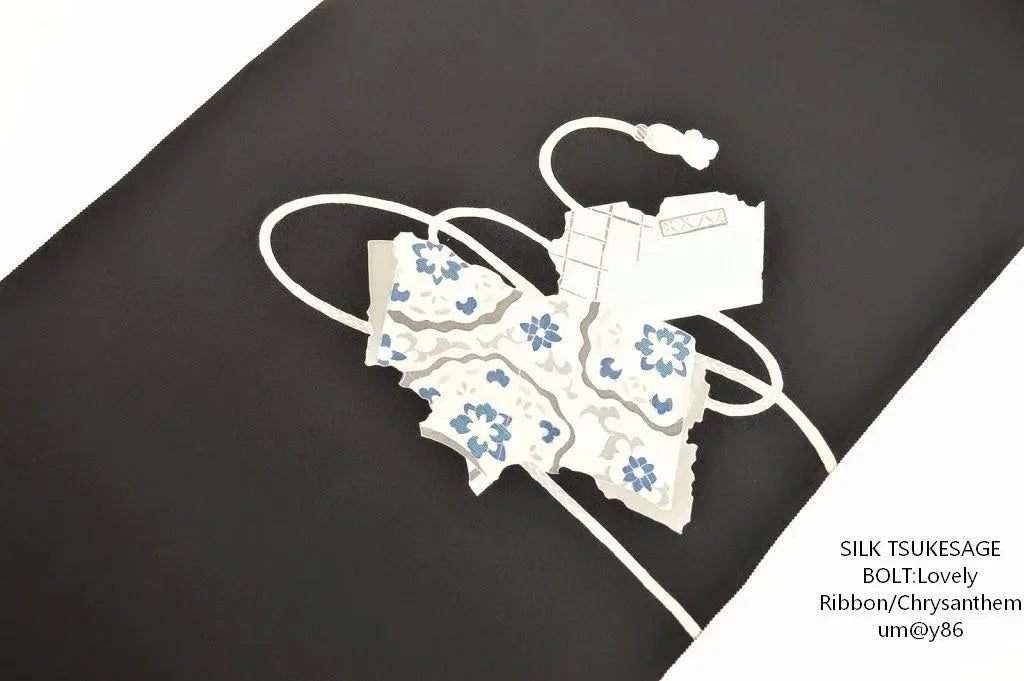 Rare 100%Silk TSUKESAGE BOLT Lovely Ribbon/Chrysanthemum 12Y