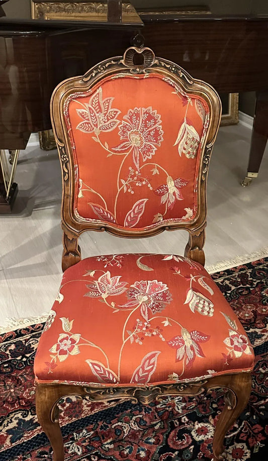Antique Chair Transformed by Merely 1.5 Yards of Nadina Silk Embroidery!