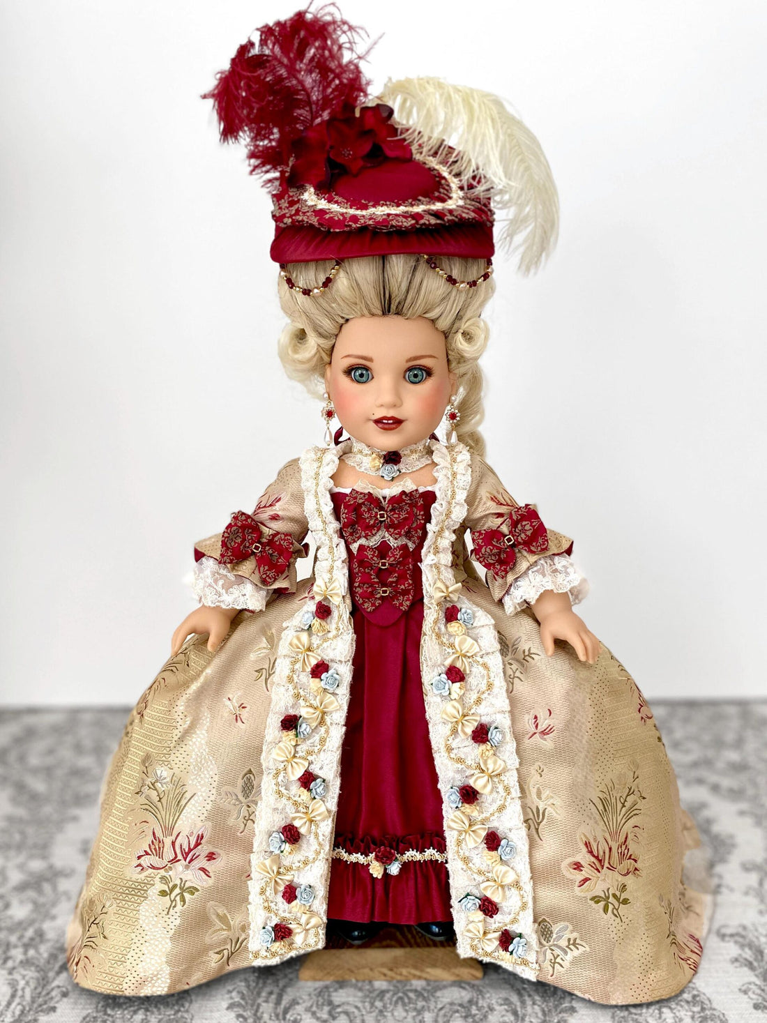 A Timeless Masterpiece: Custom Gown in 100% Silk Lampas Garden Trail French Lace