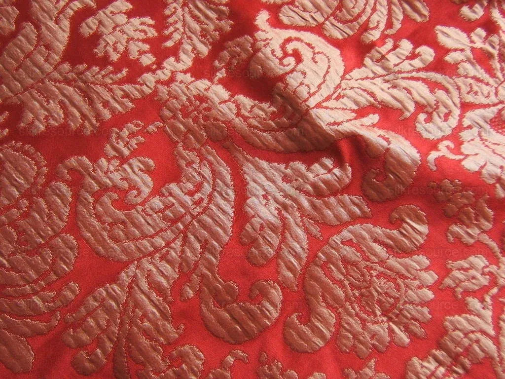 World Wide Fabric Silk Damask Scarlet Red Paisley Mondavi