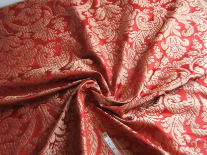 World Wide Fabric Silk Damask Scarlet Red Paisley Mondavi