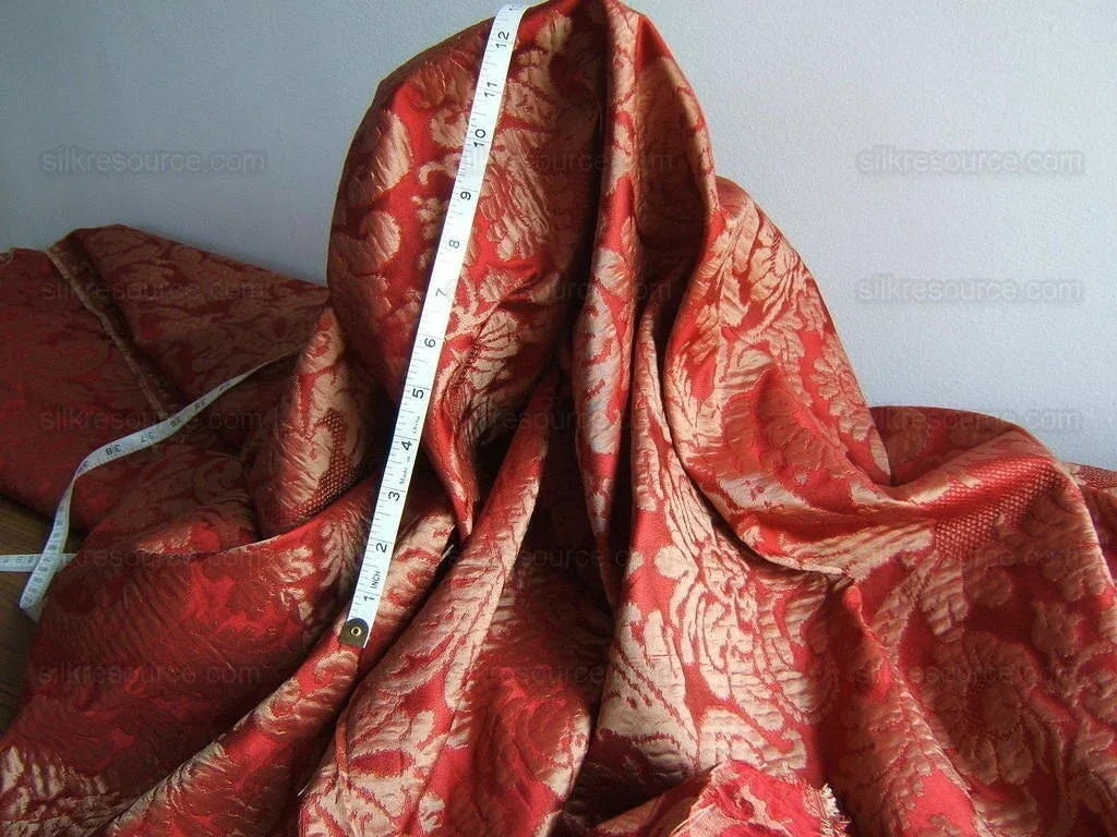 World Wide Fabric Silk Damask Scarlet Red Paisley Mondavi