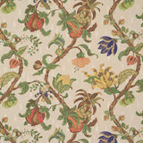 Vervain Bellary Vine Eggshell Yellow Blue Red Brown on Beige Off White  Flowers & Fruit Lampas Cotton- Special Order - MSRP USD 480/y