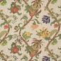 Vervain Bellary Vine Eggshell Yellow Blue Red Brown on Beige Off White  Flowers & Fruit Lampas Cotton- Special Order - MSRP USD 480/y