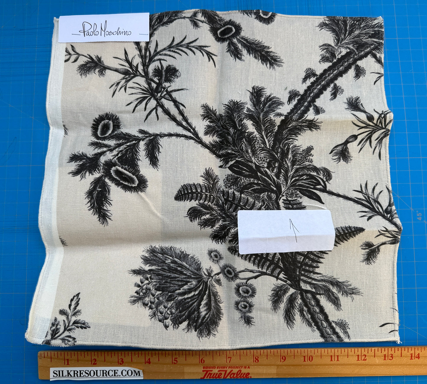 Lee Jofa Kravet Plumes Black Beige Botanical Floral Print 100% Linen - Special order - MSRP USD 556/y