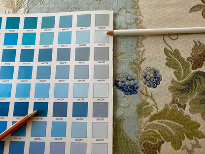 Scalamandre Colony  Villa Lante Stripe Multi on Sky Blue Renaissance Classic MSRP USD 618/y